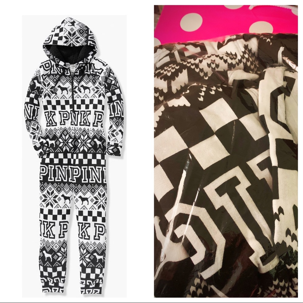 New VS PINK Sherpa hooded onesie
